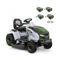 PACK Aufsitzmäher mit Seitenauswurf und Mulchfunktion, 4 Akkus à 10 Ah und Schnellladegerät – EGO TR4201E